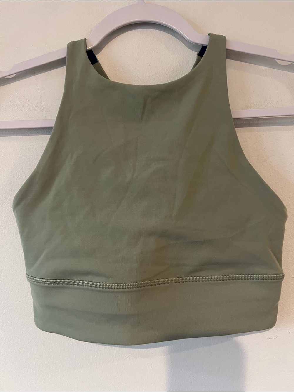lululemon Energy High Neck Longline Tough Laurel Green Sports Bra Yoga Run Gym